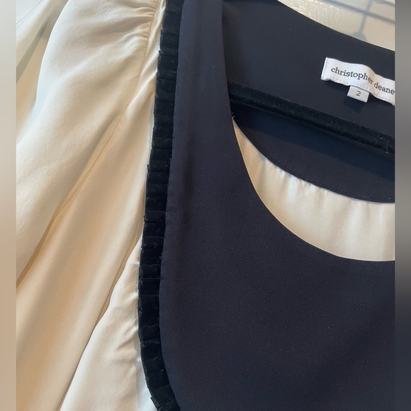 Christopher Deane 100% silk cream and black dress size 2 - Picture 3 of 3